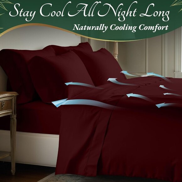 6- NIB Bamboo Sheets KingSize 6 pcs-Ultra Soft & Luxuriously Cooling, 17" Deep - Picture 4 of 8